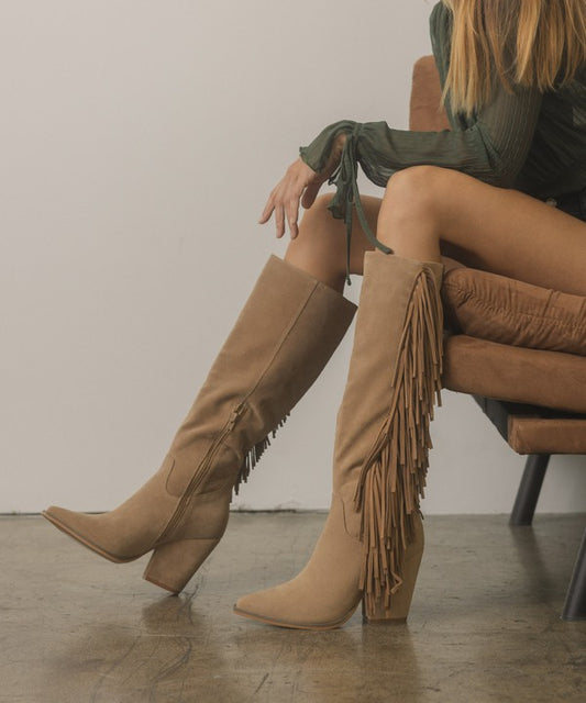Out West Knee High Fringe Boots
