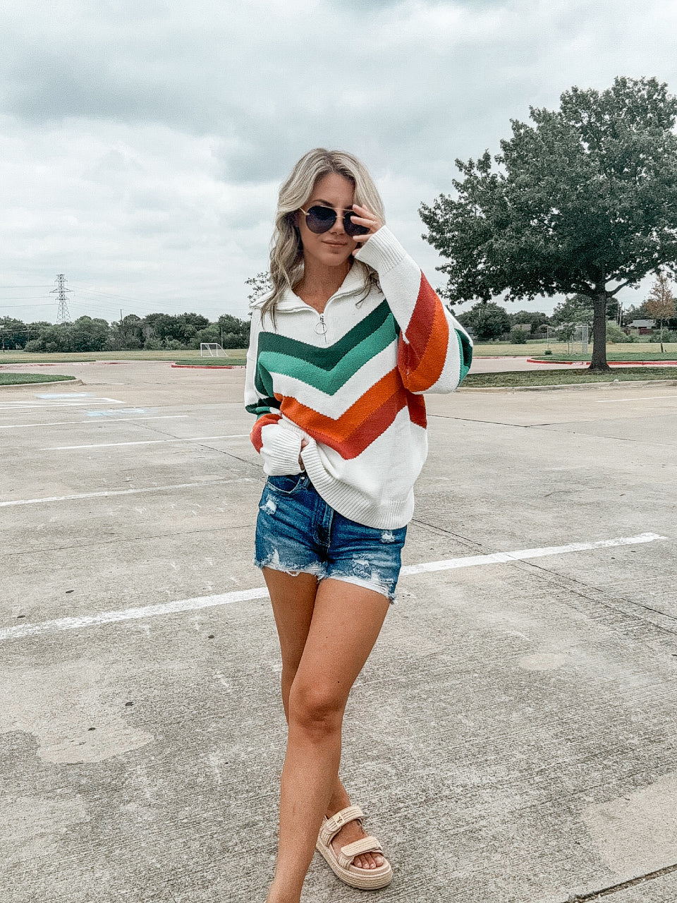 Annie Multi Color Chevron Pattern Sweater