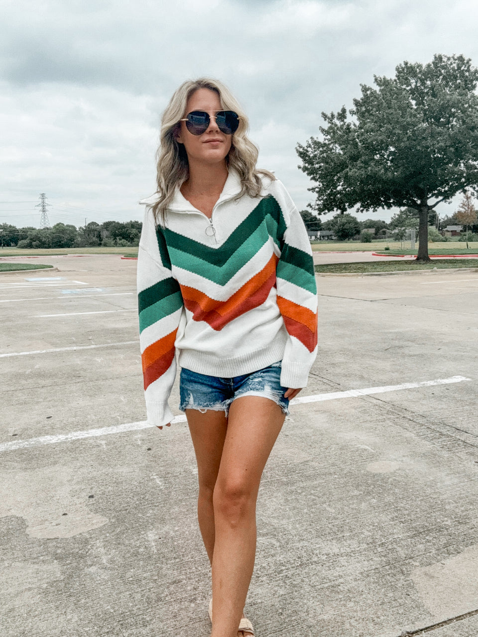 Annie Multi Color Chevron Pattern Sweater