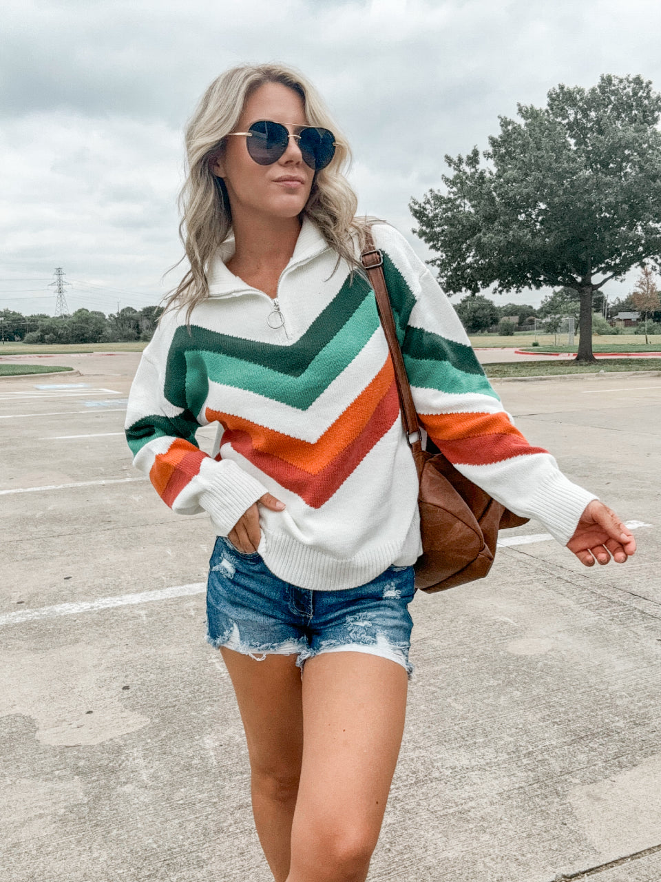 Annie Multi Color Chevron Pattern Sweater