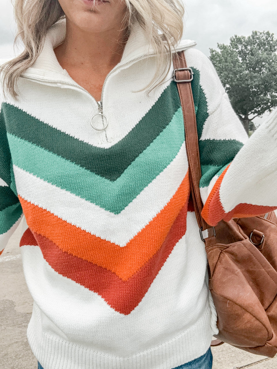 Annie Multi Color Chevron Pattern Sweater