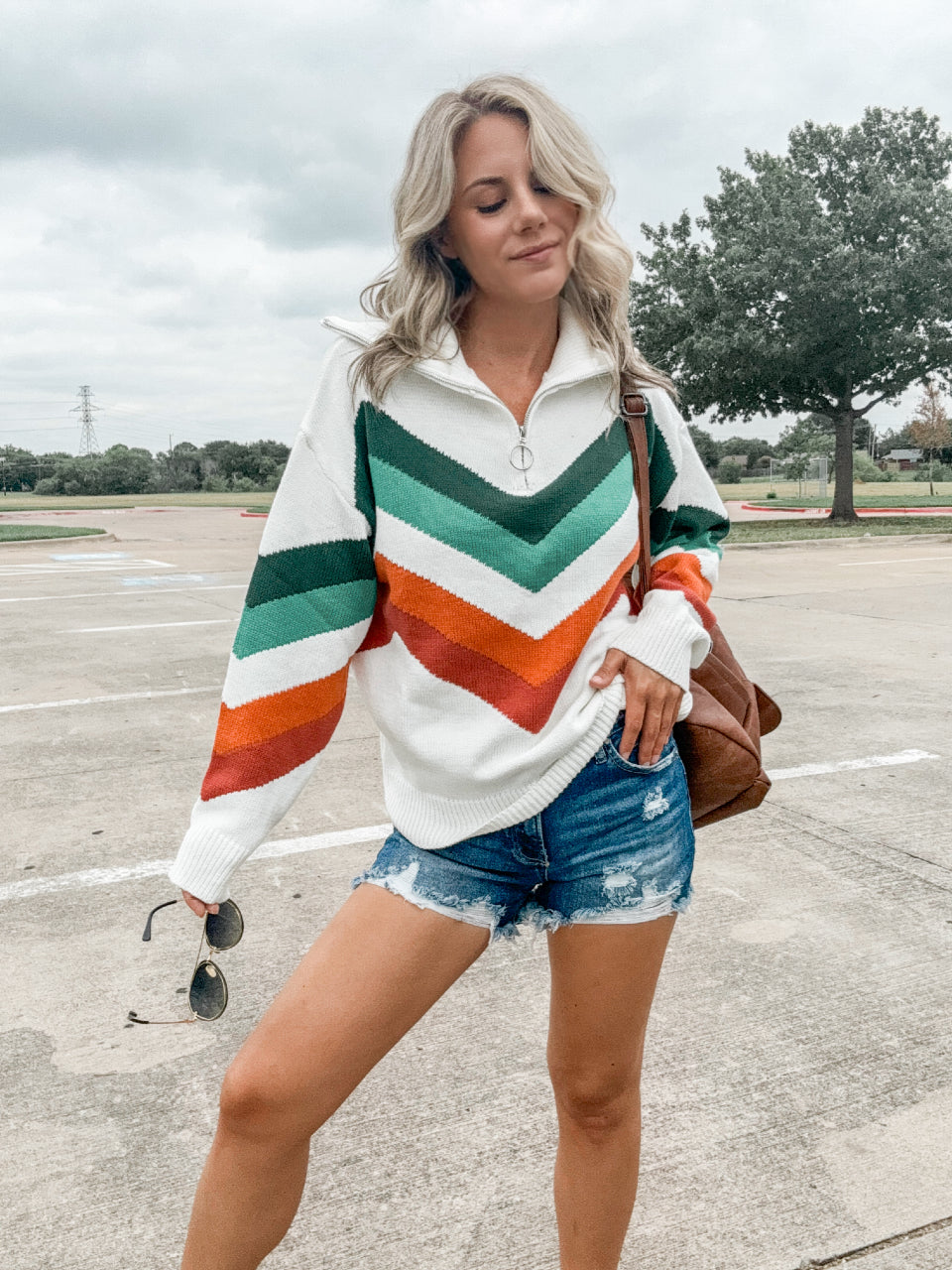 Annie Multi Color Chevron Pattern Sweater