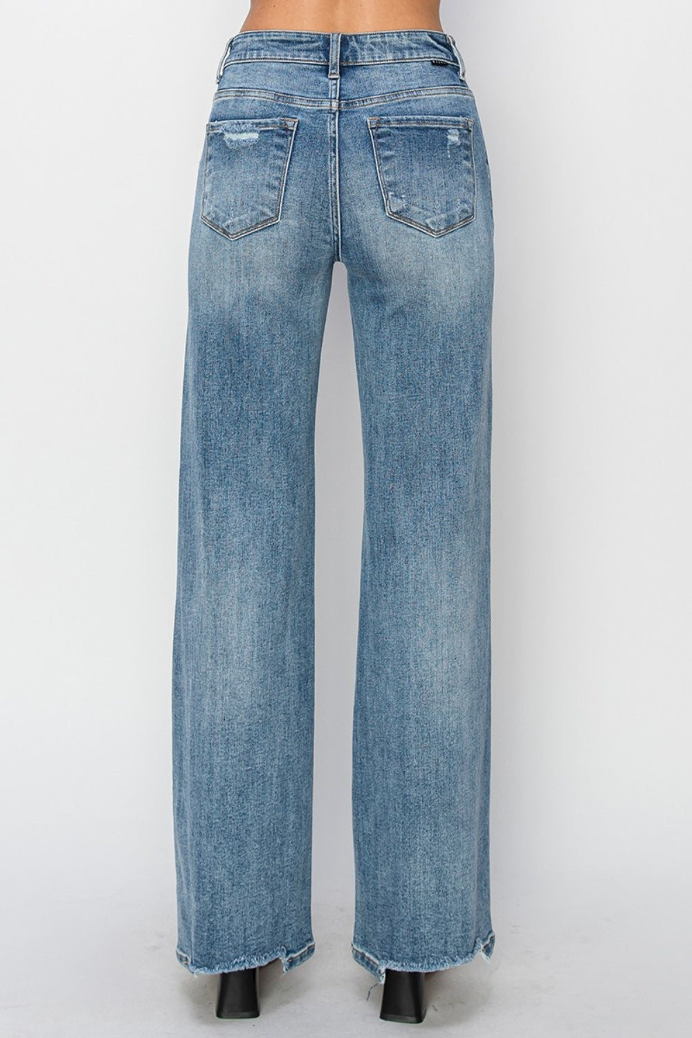 Moving Foward High Waist Distressed Wide Leg Jeans